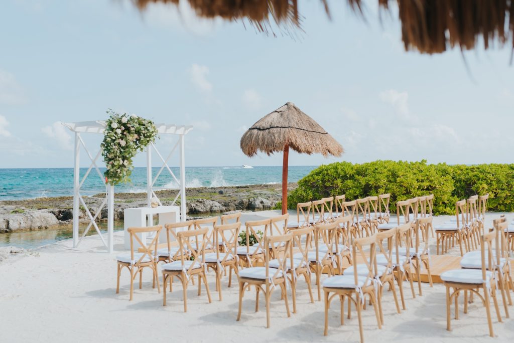 Riviera Maya Wedding Setup oceanfront