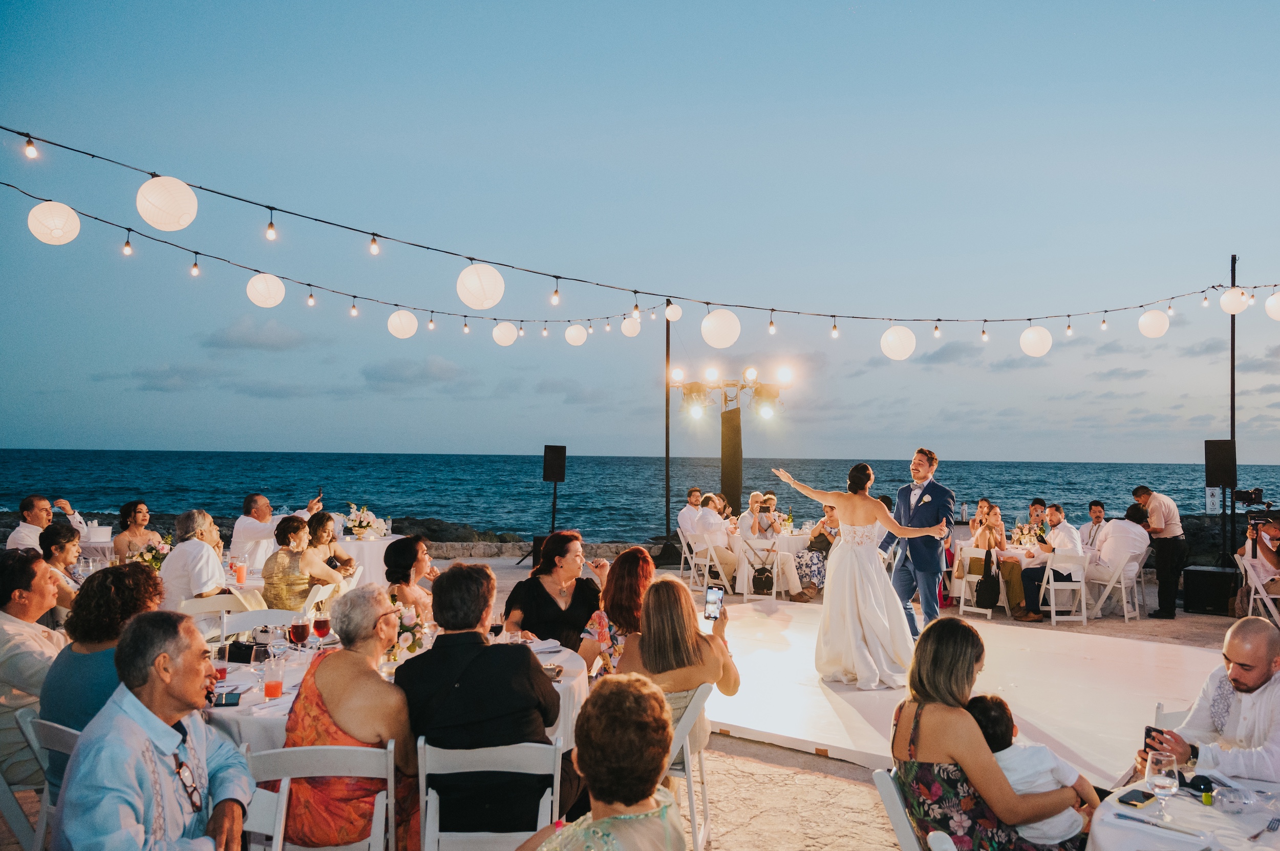 Wedding Reception at Hard Rock Hotel Riviera Maya at sunset